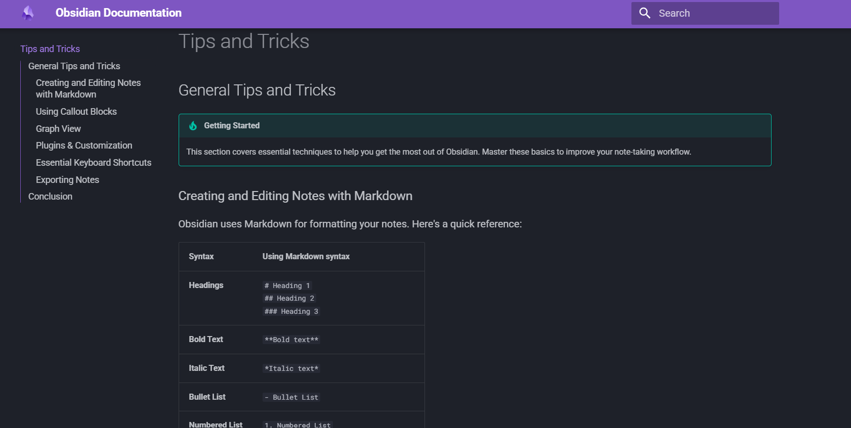 Obsidian Documentation Project screenshot 2
